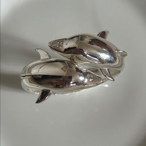 Silver Tone Metal Dolphin Bracelet